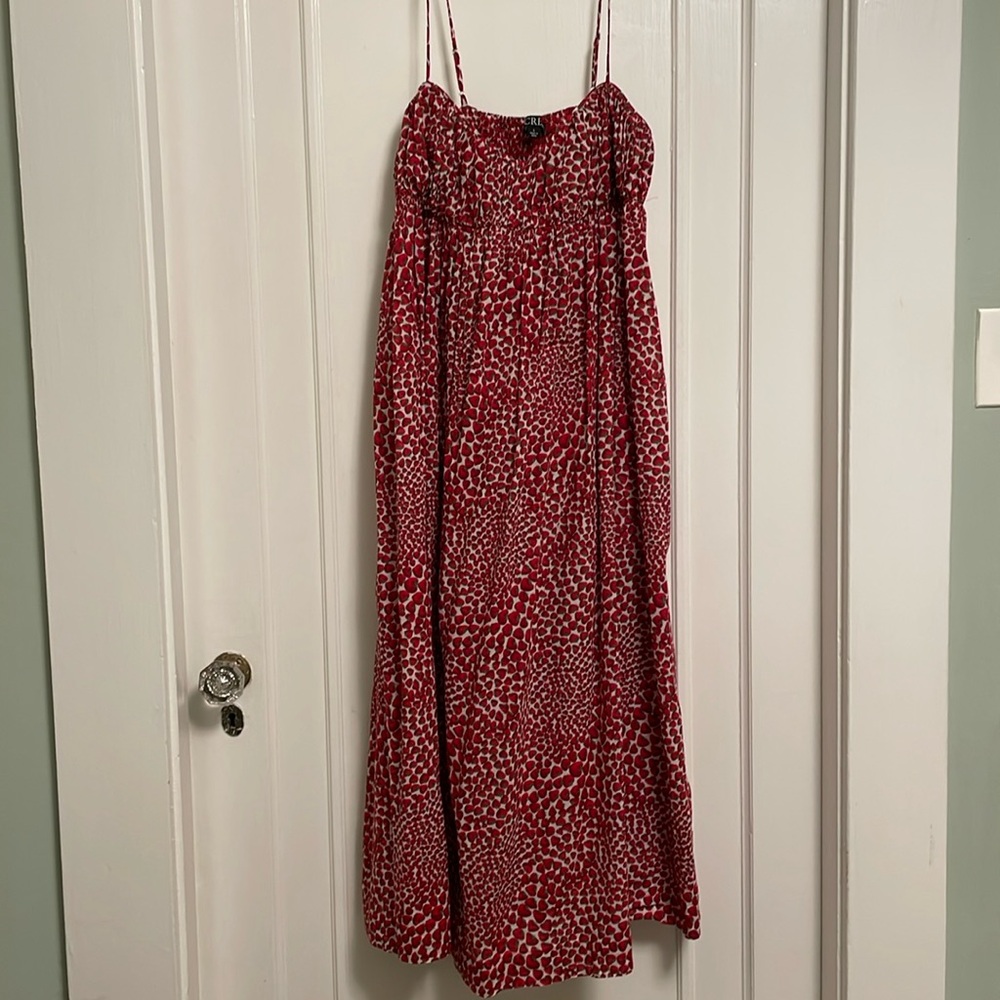 J. Crew Red and White Midi Dress